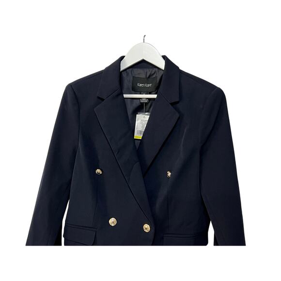 KAREN KANE BLAZER WOMENS SIZE MEDIUM LINED FITTED CLASSIC BUTTONS NAVY NEW - Picture 6 of 14